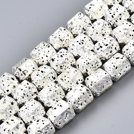 Electroplated Natural Lava Rock Beads Strands G-T114-65S-1