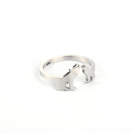 Stylish Adjustable Stainless Steel Wolf Cuff Rings for Women CD3807-8-1