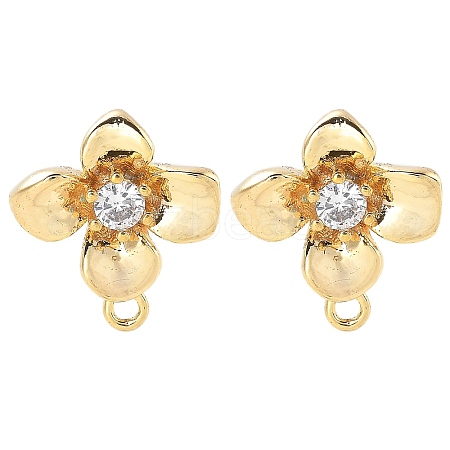 Brass Clear Cubic Zirconia Stud Earring Findings KK-A238-01E-G-1