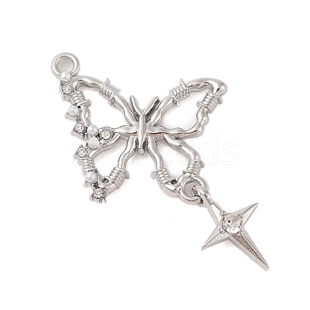 Alloy with Rhinestone Pendants FIND-Z053-08P-1