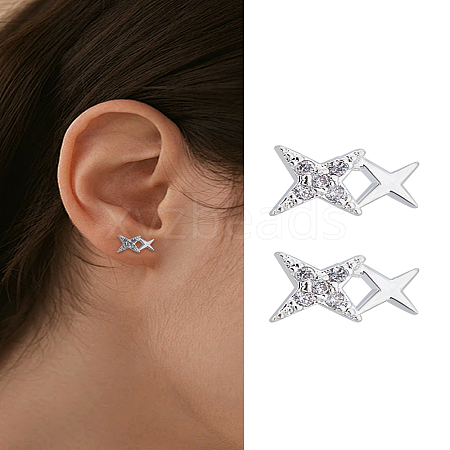 1 Pair Brass Rhinestone Stud Earrings EJEW-LP0004-80-1