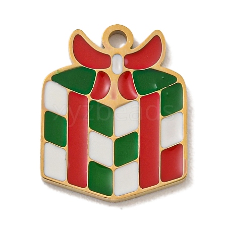 Christmas Theme 304 Stainless Steel Enamel Charms STAS-Z093-02D-1