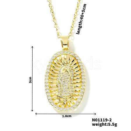 Brass Cubic Zirconia Virgin Mary Pendant Exquisite Jewelry Fashion Necklaces HR1231-2-1