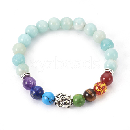 Natural Flower Amazonite Stretch Bracelets BJEW-JB03905-04-1