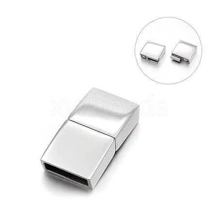 Tarnish Resistant Smooth 304 Stainless Steel Rectangle Magnetic Clasps with Glue-in Ends LS-STAS-E089-42P-1