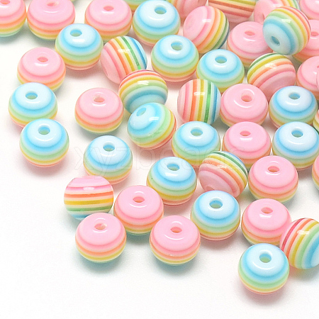 Transparent Stripe Resin Beads LS-X-RESI-S345-6mm-09-1