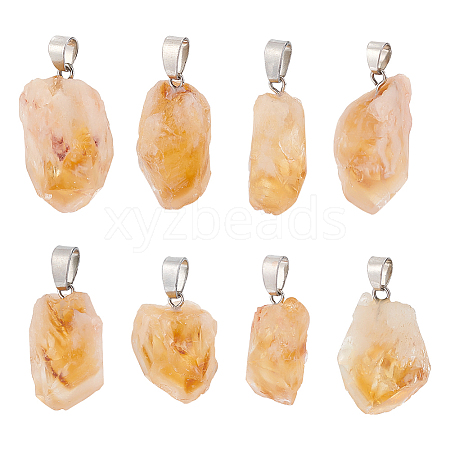 FINGERINSPIRE 8Pcs Natural Citrine Pendants G-FG0001-12-1