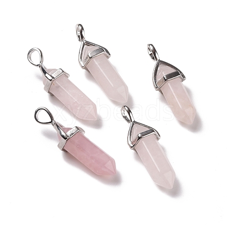 Natural Rose Quartz Pointed Pendants G-K329-52P-1