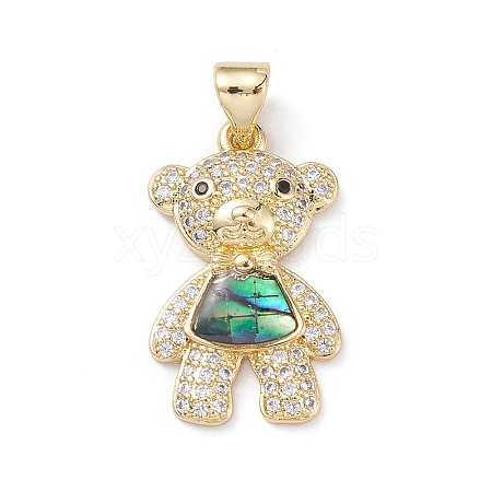 Rack Plating Brass Micro Pave Clear Cubic Zirconia Pendants KK-L155-62G-1