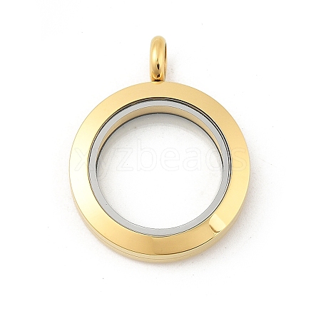 304 Stainless Steel Floating Locket Pendants STAS-E443-41G-03-1