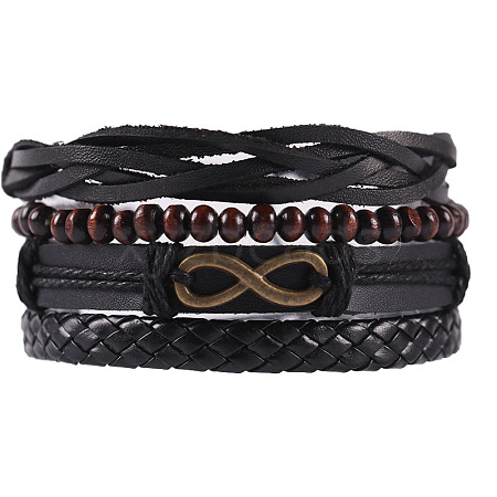 Cowhide & Imitation Leather Cord Knitted Multi-strand Bracelets WG31D03-10-1