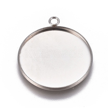 Tarnish Resistant 304 Stainless Steel Pendant Cabochon Settings X1-STAS-G127-13-25mm-P-1