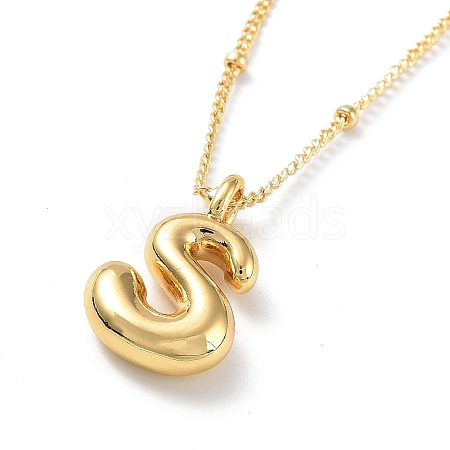 Initial Letter Brass Pendant Necklaces NJEW-A015-21G-S-1