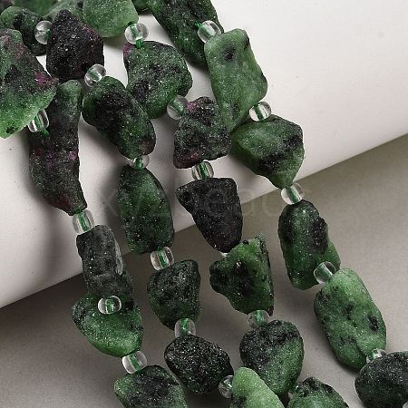 Raw Rough Natural Ruby in Zoisite Beads Strands GG-CBA0B77-A14-01-1