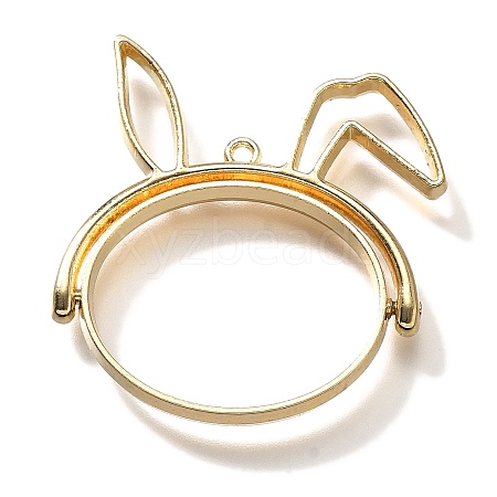 Rabbit Alloy Open Back Bezel Pendants PALLOY-I223-19LG-1