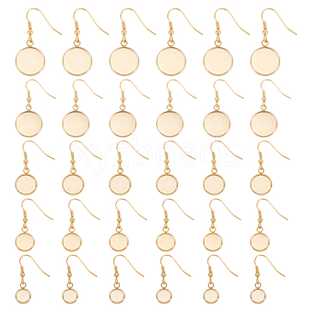 30Pcs 5 Style Flat Round Stainless Steel Dangle Earrings EJEW-UN0001-60-1