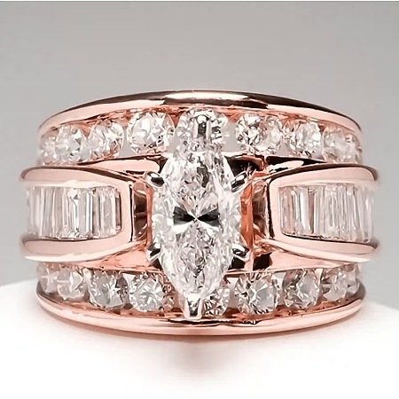 Horse Eye Alloy with Crystal Rhinestone Finger Rings FS-WG251C3-11-1