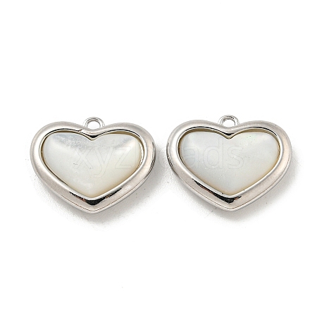 Brass Pave Shell Heart Charms KK-L211-016P-1