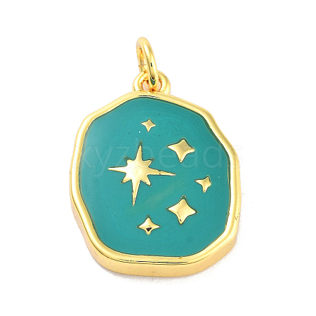 Real 18K Gold Plated Rack Plating Brass Enamel Pendants KK-M293-29G-03-1