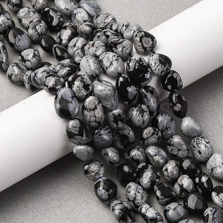 Natural Snowflake Obsidian Beads Strands G-K395-A04-02-1