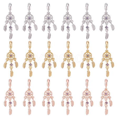 DICOSMETIC 18Pcs 3 Colors Rack Plating Alloy European Dangle Charms FIND-DC0001-25-1