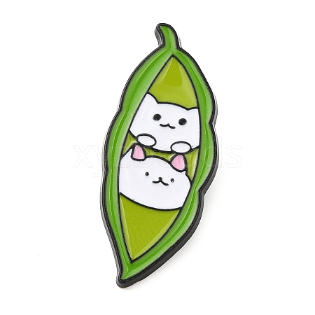 Pea Pod & Cat Enamel Pin JEWB-A014-03B-1