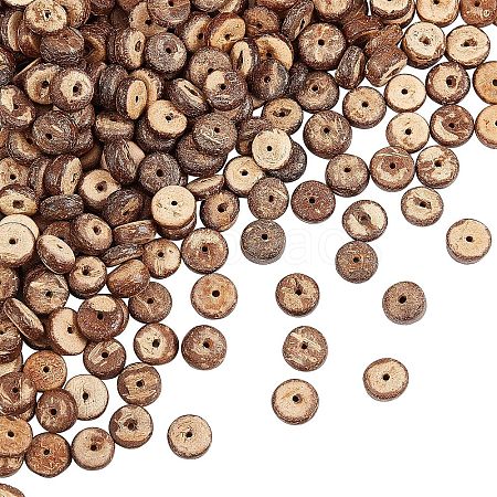 Olycraft Natural Coconut Shell Rondelle Bead Strands COCB-OC0001-001B-1