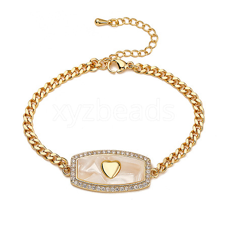 Brass Micro Pave Cubic Zirconia Link Bracelets PW-WG51589-01-1