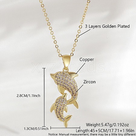 Ocean Summer Brass Pave Clear Cubic Zirconia Pendant Necklaces FS-WG8D1A7-14-1