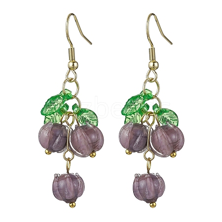 Flower Glass Dangle Earrings EJEW-JE05691-02-1