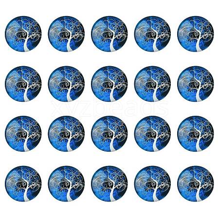Half Round/Dome Tree Pattern Glass Flatback Cabochons for DIY Projects GGLA-YW0001-14K-1