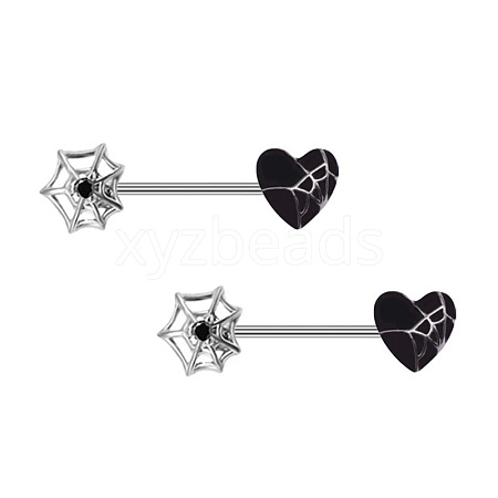 316L Surgical Stainless Steel Jet Rhinestone Nipple Rings WG718B0-03-1