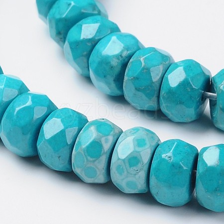 Dyed Faceted Natural Magnesite Rondelle Beads Strands G-F258-05B-1