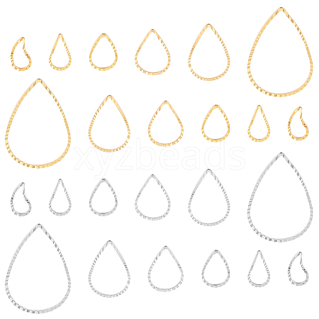   90Pcs 12 Style Teardrop Brass Linking Rings KK-PH0009-91-1