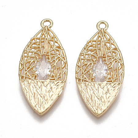 Brass Filigree Pendants KK-T038-434G-1