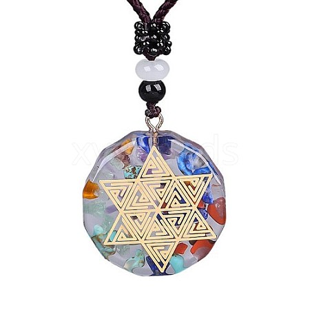 Orgonite Chakra Natural & Synthetic Mixed Stone Pendant Necklaces QQ6308-17-1