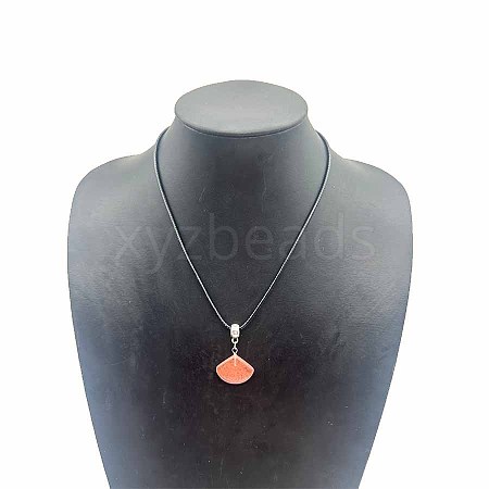 Synthetic Goldstone Fan-Shaped Pendant Necklaces VA7169-9-1