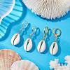 Natural Cowrie Shell Leverback Earrings EJEW-JE06059-2