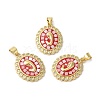 Oval with Virgin Face Brass Micro Pave Cubic Zirconia Pendants KK-K385-042G-2