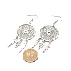 Tarnish Resistant 304 Stainless Steel Woven Net with Feather Dangle Earrings for Women EJEW-JE05005-4