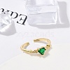 Rack Plating Heart Brass Micro Pave Cubic Zirconia Cuff Rings for Women RJEW-M028-68G-5