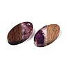 Transparent Resin and Walnut Wood Pendants RESI-T057-03H-2