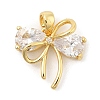 Rack Plating Bowknot Brass Clear Cubic Zirconia Pendants KK-S407-01G-A-1