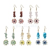 Evil Eye Natural & Synthetic Mixed Gemstone Chip & Seed Beads Dangle Earrings EJEW-MZ00166-1