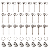  90Pcs 3 Size 202 Stainless Steel Ball Stud Earring Findings STAS-TA0002-22-11