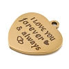 Valentine's Day PVD Vacuum Plating 201 Stainless Steel Pendants STAS-L079-24G-01-2