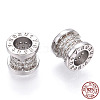 Rhodium Plated 925 Sterling Silver Micro Pave Cubic Zirconia Beads STER-T004-92P-1