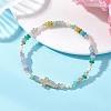 Brass Micro Pave Clear Cubic Zirconia Cross & Natural Pearl & White Jade Rondelle Beads Stretch Bracelets for Women BJEW-JB13114-3