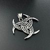 Viking Men's Triple Horn of Odin 304 Stainless Steel Pendant Necklaces FR0632-4