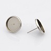 Tarnish Resistant 304 Stainless Steel Flat Round Stud Earring Settings STAS-N019-21-12mm-1